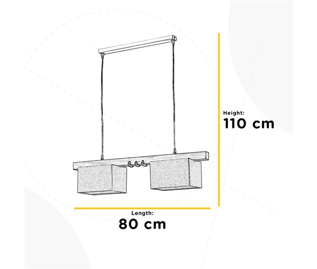 Lámpara techo GEA 2 luces 22w 100x80x15cm beige Marron