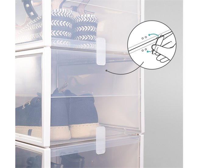Pack 6 cajas zapatos plástico apilables y antivuelco Max Home Blanco
