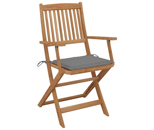 4 Sillas de jardín plegables de madera con cojines Azul