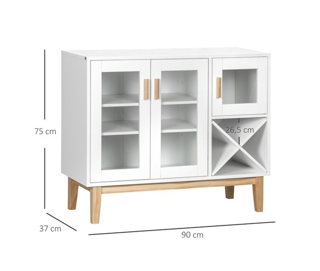 Aparador de Cocina Melamina de Madera, Madera de Pino HOMCOM Multicolor