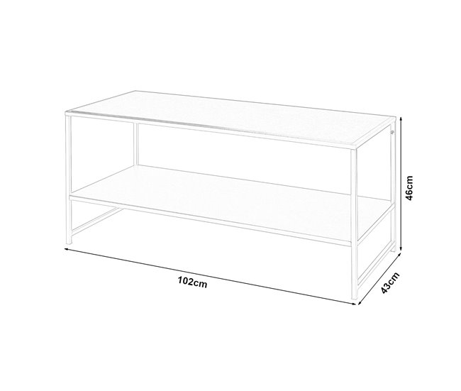 Mesa de centro Ruokolahti con estante acero [en.casa] 43x102 Blanco