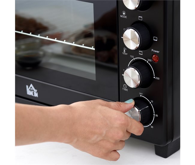 Horno Eléctrico Metal, Acero Inoxidable y Vidrio Templado HOMCOM Negro