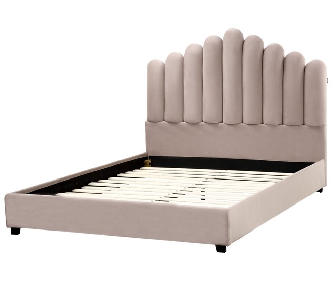 Beliani Cama Terciopelo VINCENNES 145x213 Crema