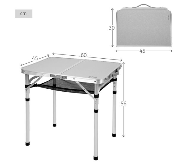 Aktive Mesa plegable camping maletín antideslizante c/red auxiliar Beige