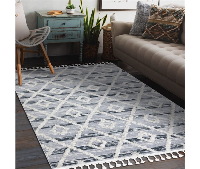 Alfombra SEVILLA Z555A conducción diamantes Franjas Bereber 200x290 Gris
