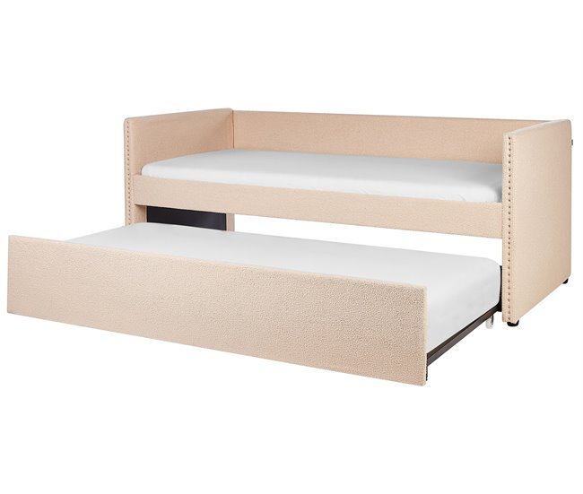 Beliani Cama con somier Bouclé TROYES 99x213 Beige