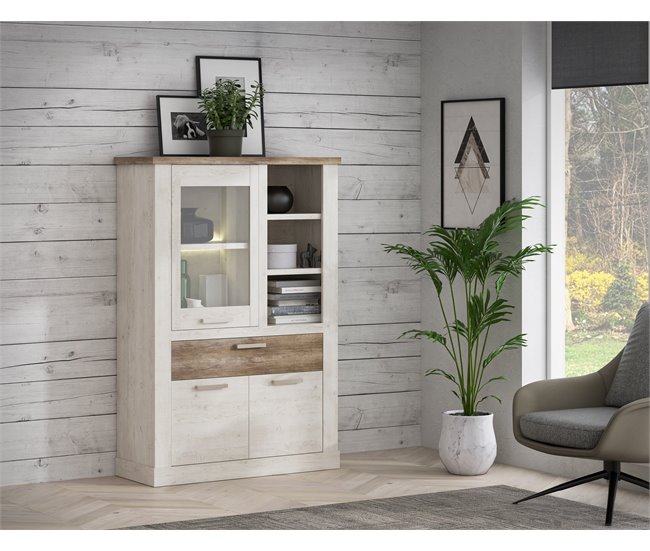 Vitrina baja 3 puertas VERONA  Blanco/ Madera