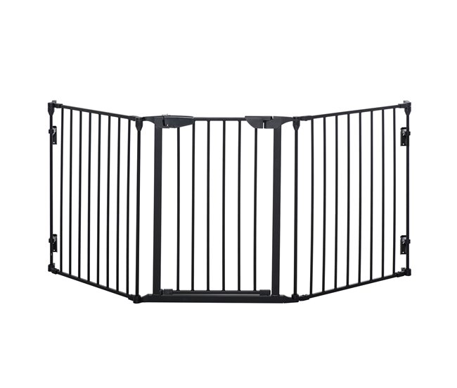 Barrera de Seguridad Metal y Plástico PawHut Negro