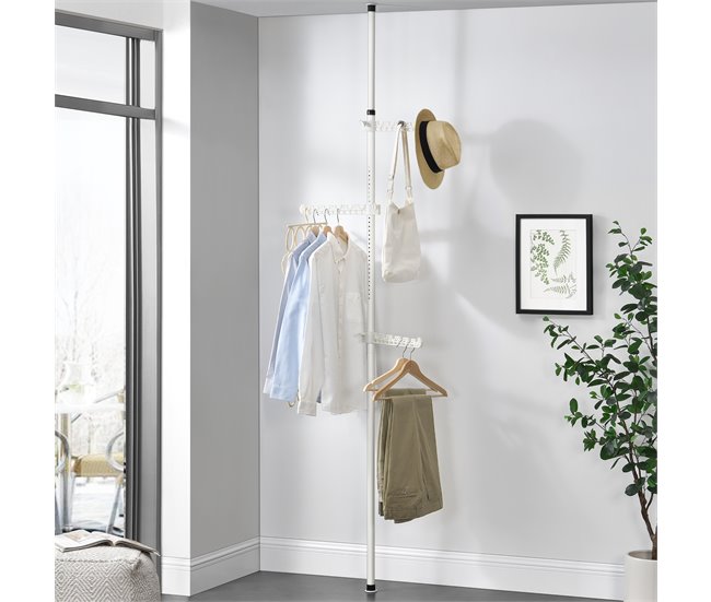 Perchero telescópico Havneby Ajustable Metal/Plástico Blanco