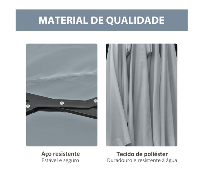 Sombrilla Doble Acero, Poliéster Outsunny Gris