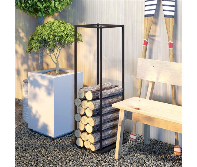 Estante para Leña Metal Outsunny, hogar - climatización Negro