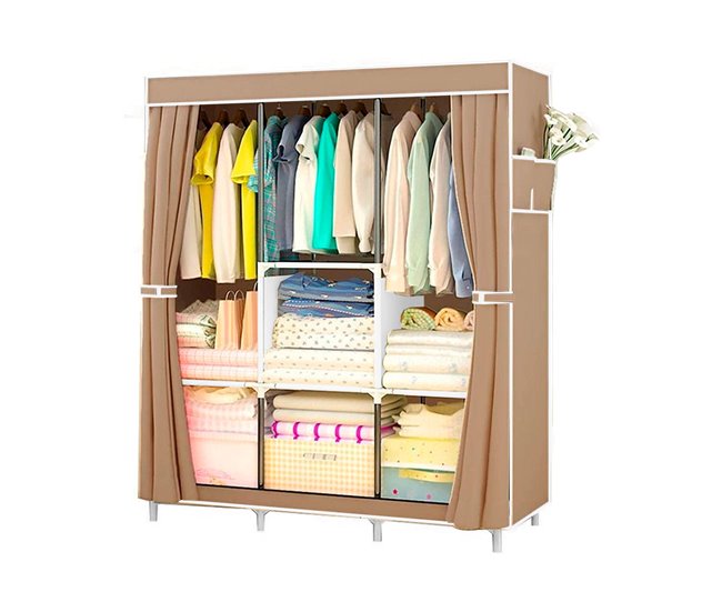 Armario Vestidor Tela con Bolsillos Laterales Nyana Home 106 Marron