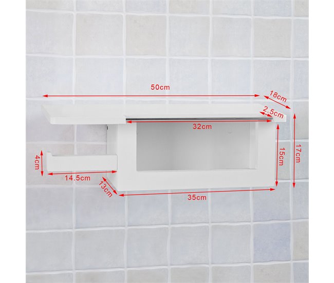 Portarrollos Papel Higiénico con soporte Teléfono FRG175-W SoBuy Blanco