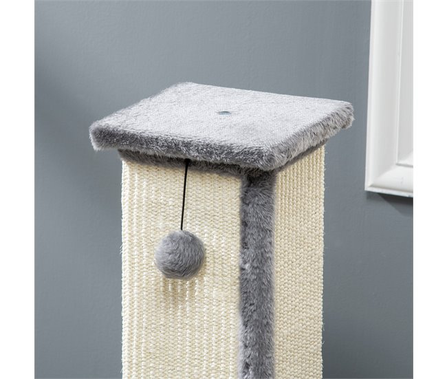 Rascador para Gatos Aglomerado de Madera, Felpa, Sisal PawHut Gris
