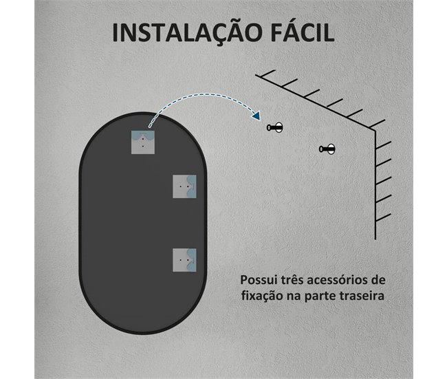 Espejo de Baño Vidrio Templado, Aleación de Aluminio HOMCOM Negro