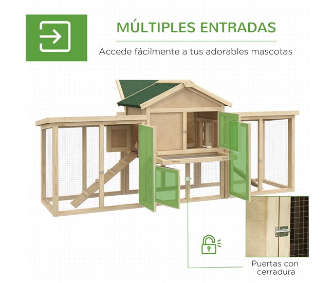 Gallinero de Madera Madera de Abeto PawHut Madera Clara