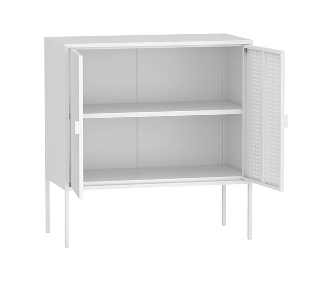 Aparador Castelli con 2 puertas perforadas acero Blanco