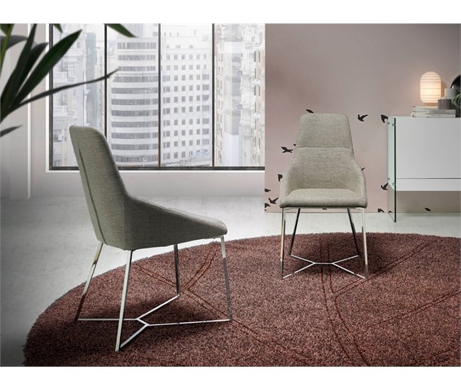 ANGEL CERDA Silla tela gris Aluminio