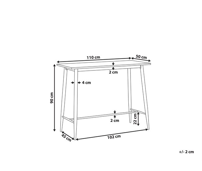 Beliani Mesa de bar CHAVES 50x110 Blanco