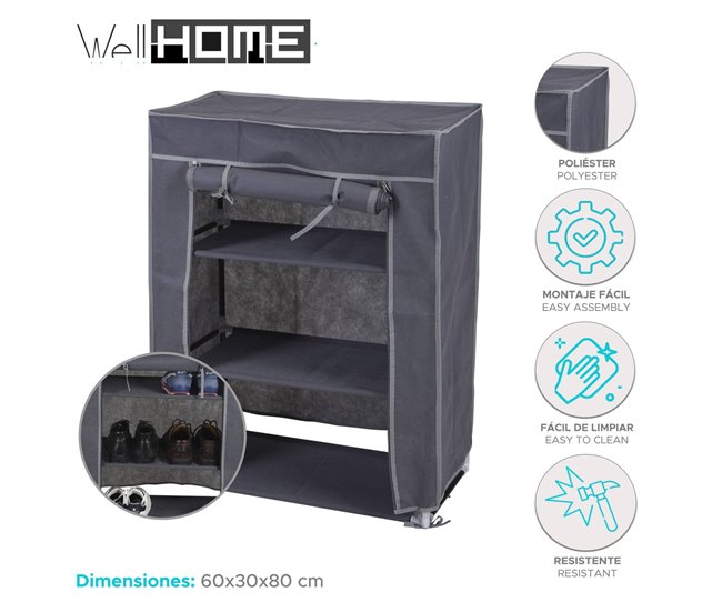 WELL HOME - Caja de almacenaje Gris