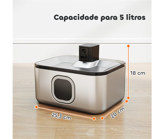 Fuente Agua Mascotas ABS, Acero Inoxidable PawHut Gris