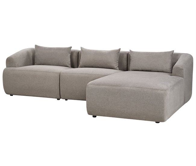 Beliani Sofá esquinero Poliéster SVANSELE Blanco/ Beige