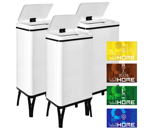 set de dos papeleras y bolsas Blanco