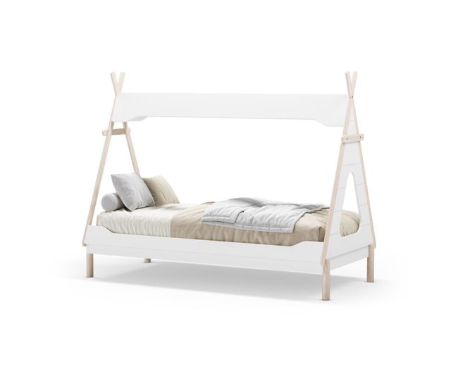 Cama Tipi Nest 210x104 Blanco/ Madera