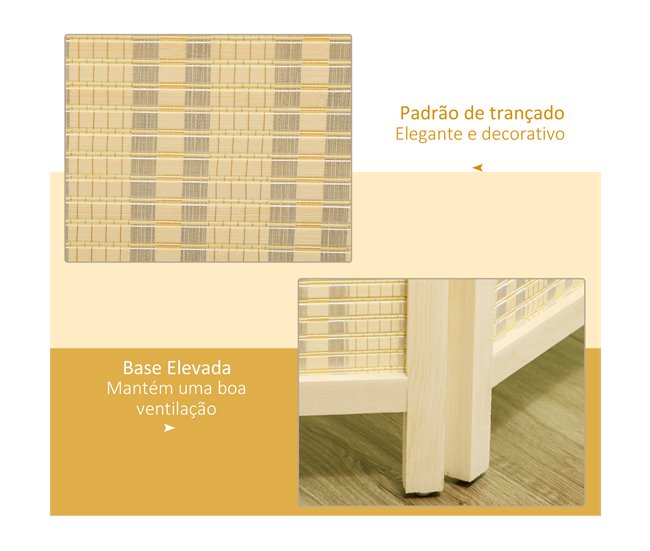 Biombo Separador Bambú, Algodón, Madera de Pino HOMCOM Marron