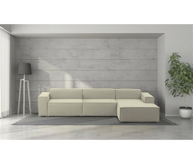 Sofá fijo con península en madera Dmaiol Beige