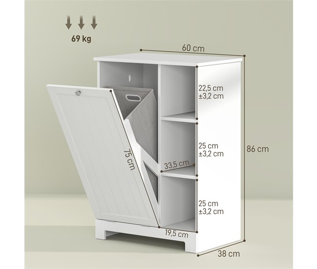 Armario de Baño MDF HOMCOM, hogar - baño Blanco