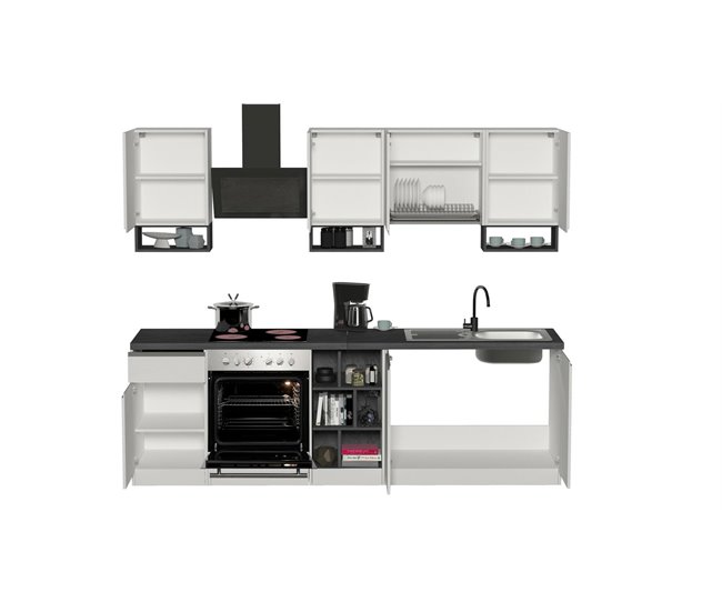 Cozinha completa com efeito madeira 255 Blanco