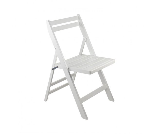 Silla Plegable de Madera de Bambú O91 Blanco