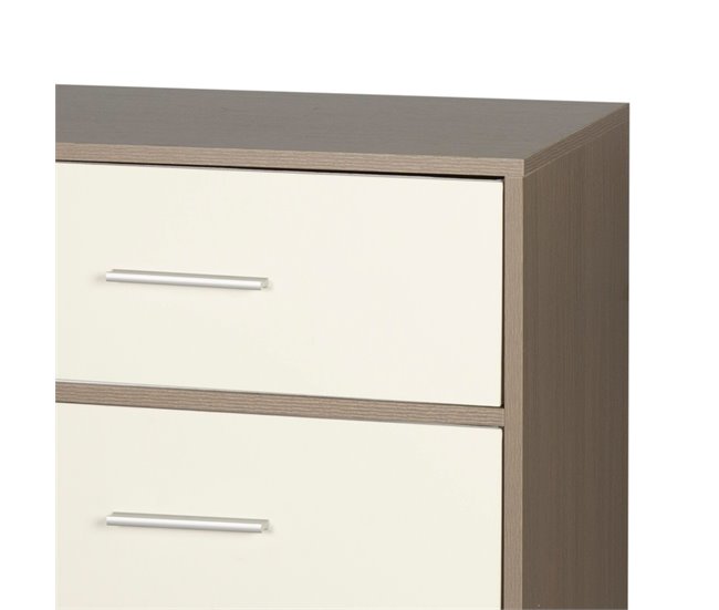 Max Home Cómoda 5 cajones de tela Blanco/ Madera