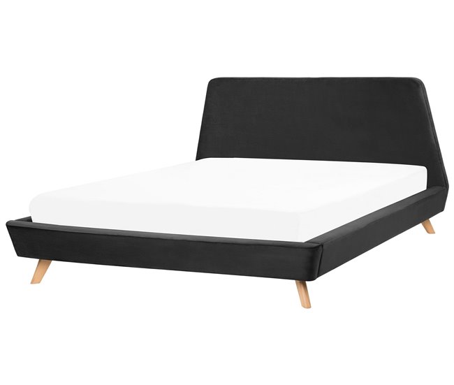 Beliani Cama Terciopelo VIENNE 200x220 Gris Oscuro