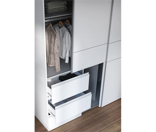 Armario NEVADA PLUS puertas correderas y 3 cajones 200x200cm Blanco