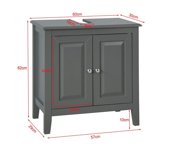 Armario para el Debajo del Lavado 2 Puertas FRG202-W SoBuy 60 Gris Oscuro