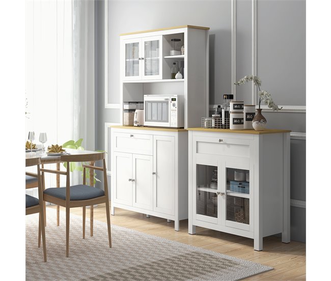 Alacena de Cocina MDF, Melamina de Madera HOMCOM, hogar - cocina Blanco