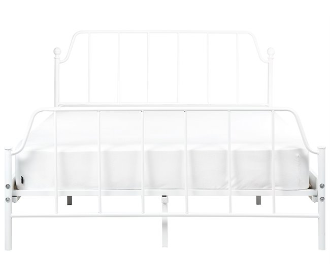 Beliani Cama con somier Hierro MAURESSAC 145x206 Blanco