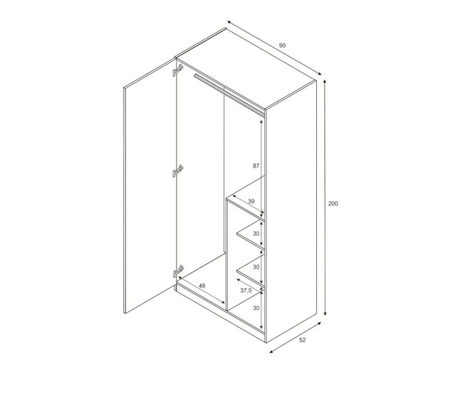 Armario 3 puertas efecto madera Gris