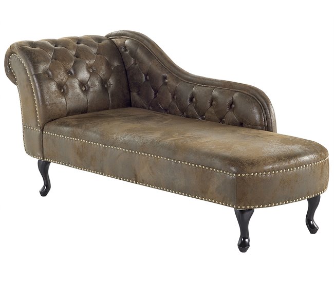 Beliani Chaise longue izquierdo Gamuza sintética NIMES Gris Oscuro