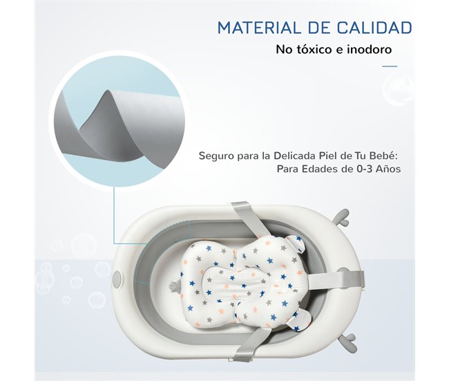 Bañera para Bebé Plegable PP, TPE HOMCOM Gris