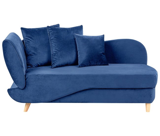 Beliani Chaise longue Terciopelo MERI Azul Marino