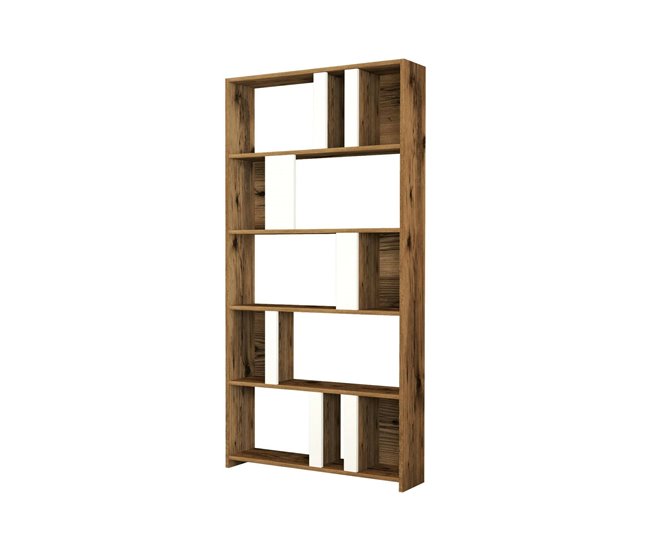 Estante de livros com efeito madeira 90 Blanco/ Madera