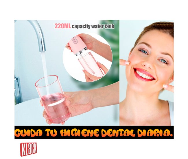 Irrigador dental con 4 boquillas y 3 intensidades KLACK® Rosa
