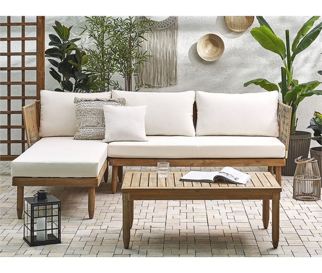 Beliani Conjunto longue CREMONA Blanco/ Beige