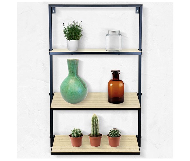 Acomoda Textil – Estante para pared de Madera. (3 Baldas) Madera Clara