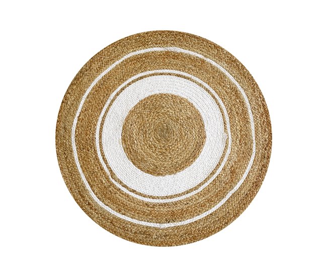 Acomoda Textil - Alfombra de Yute Ecológica de Fibra Natural. 80x80 Natural/ Blanco