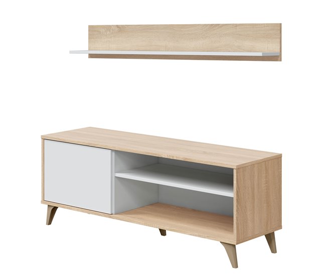 Mueble TV Kiko 1 Estante 1 Puerta Roble/Blanco Blanco