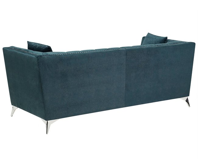 Beliani Sofá de 3 plazas Terciopelo GAULA Azul/ Verde